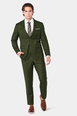 Slim Stretch Marle Tailored Pant - Dark Green, Suit Pants